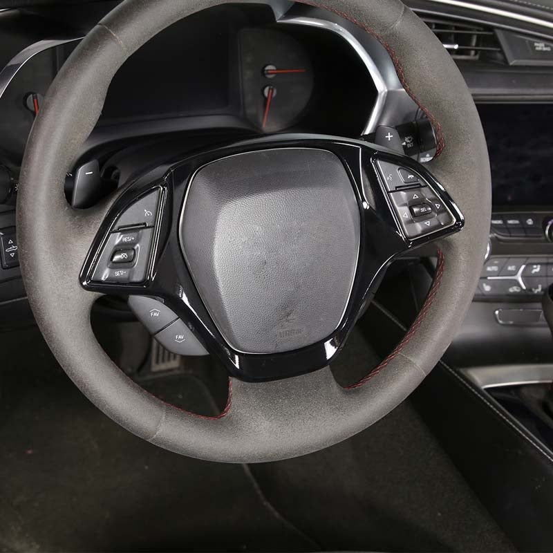 ABS Carbon Fiber Car Steering Wheel Panel Decoration Cover Trim Moulding Sticker For Chevrolet Corvette C7 2014-2019 Accessories - Infinite Aero
