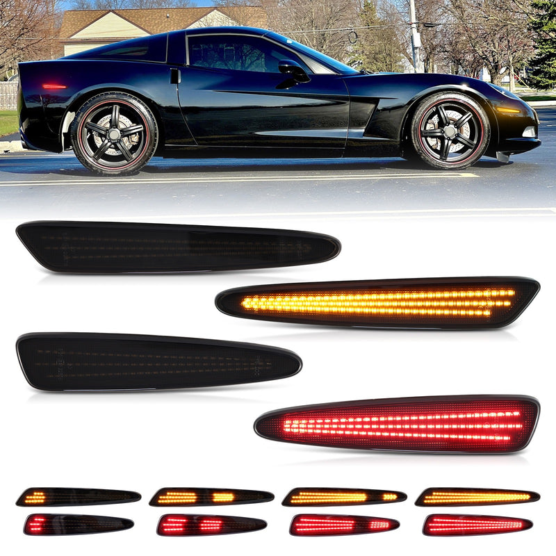 CORVETTE 05-13 FRONT/REAR DYNAMIC SMOKED LED SIDE MARKER - Infinite Aero