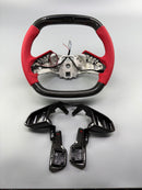 CORVETTE 20-27 RED LEATHER CARBON FIBER LED STEERING WHEEL