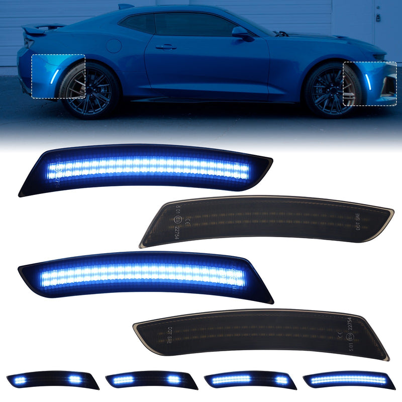 Smoked LED Side Marker Light Kit For Chevy Camaro 2016-2022 (Amber/Red, Plug & Play, IP68)