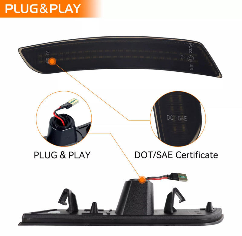CAMARO 16-24 FRONT/REAR SMOKED LED SIDE MARKERS - Infinite Aero