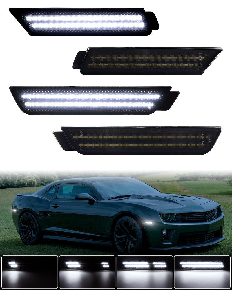 Buy Smoked Lens For 10-15 Chevy Camaro Side Marker Light Amber LED Front Bumper Lamp In Rowland - Foto 4