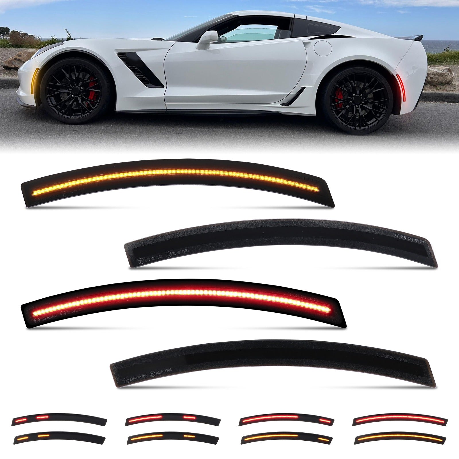 C7 Corvette 14-19 Dynamic Smoked LED Side Markers | Front & Rear