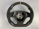 CORVETTE 14-19 ALCANTARA CARBON FIBER STEERING WHEEL w CARBON BUTTON TRIM & YELLOW STRIPE