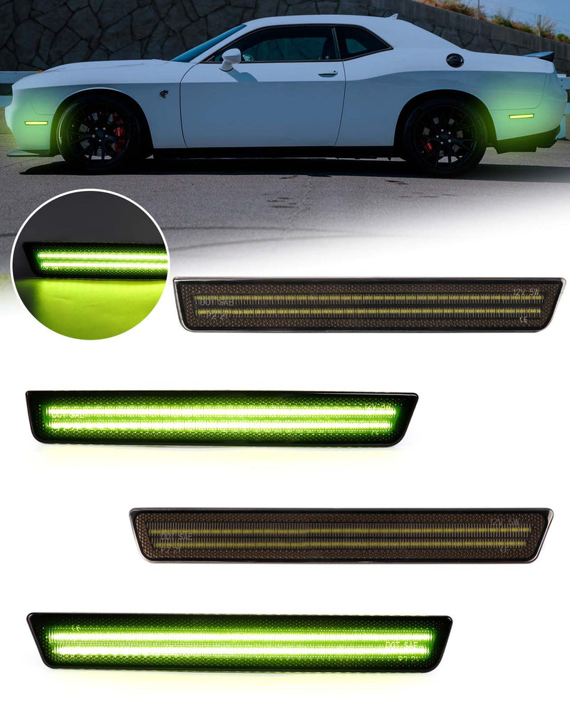 Front&Rear Lens Side Marker Lights LED Kit For 2015-2023 Dodge Challenger Smoked Front&Rear Lens Side Marker Lights LED Kit For 2015-2023 Dodge Challenger Smoked