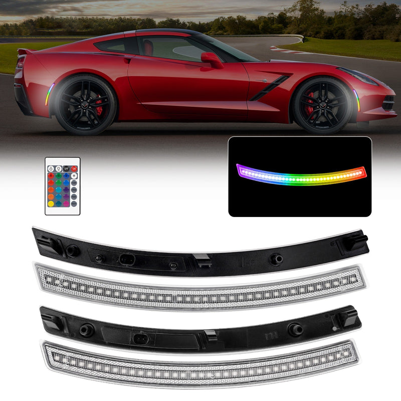CORVETTE 14-19 FRONT/REAR RGB DYNAMIC LED SIDE MARKERS w/ REMOTE - Infinite Aero