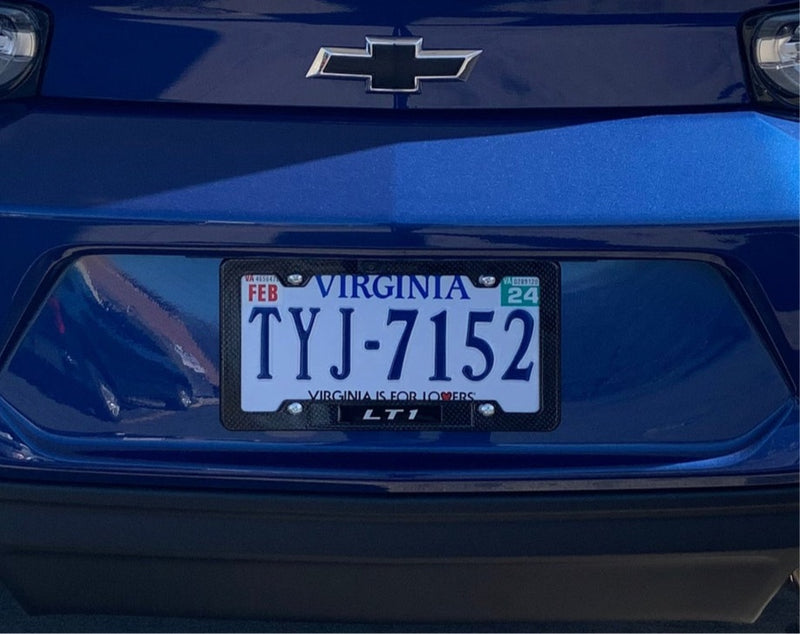Camaro LT1 Carbon Fiber License Plate Frame - Infinite Aero